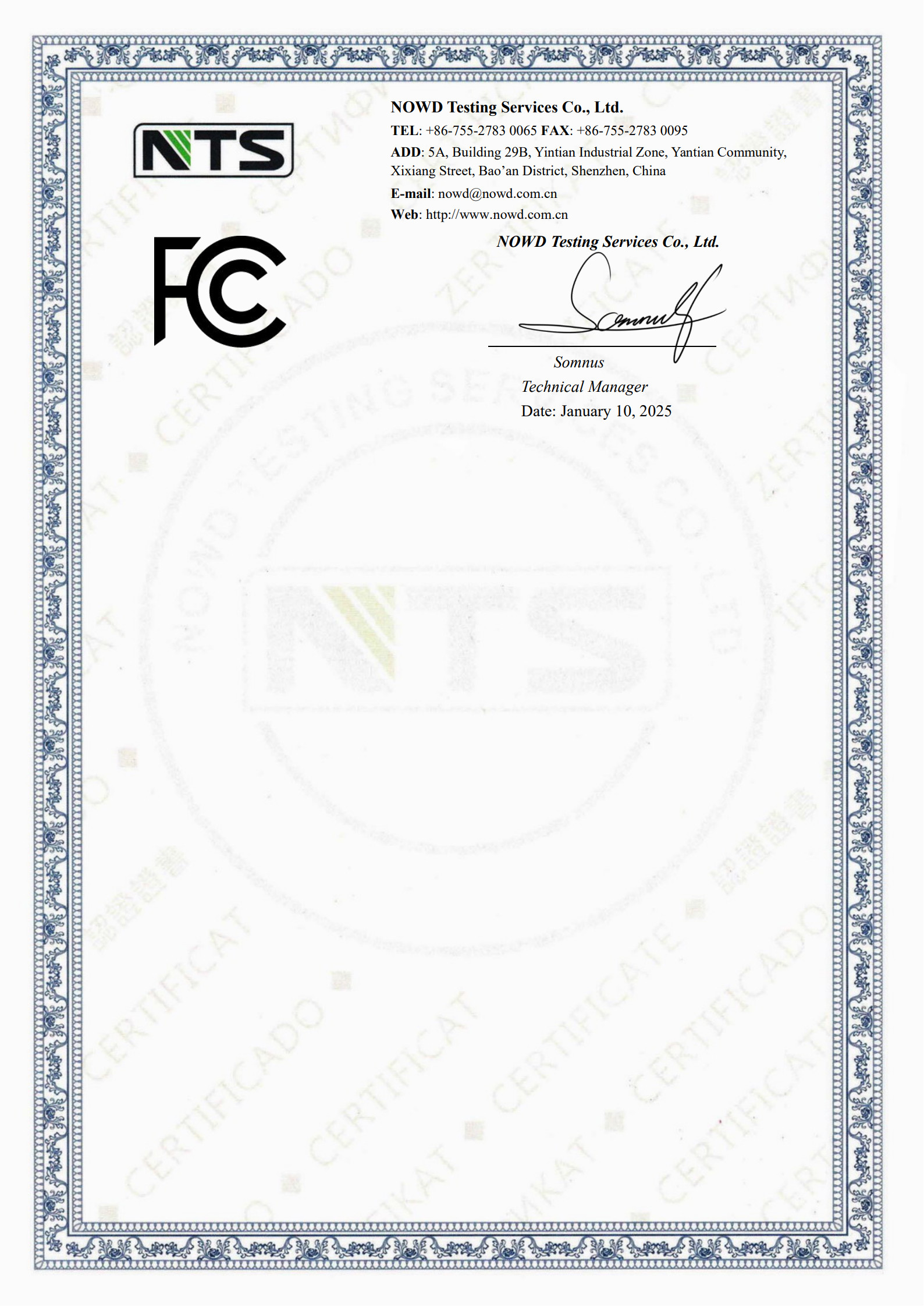 FCC certificate for Ruinuo air spray guns, page two